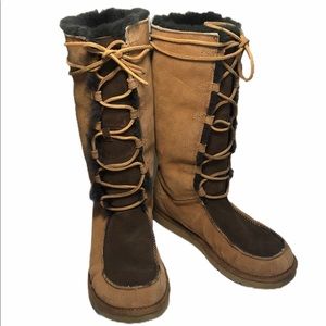 UGG Australia 5230 Brown Tall Boots Lace Up Sz 8